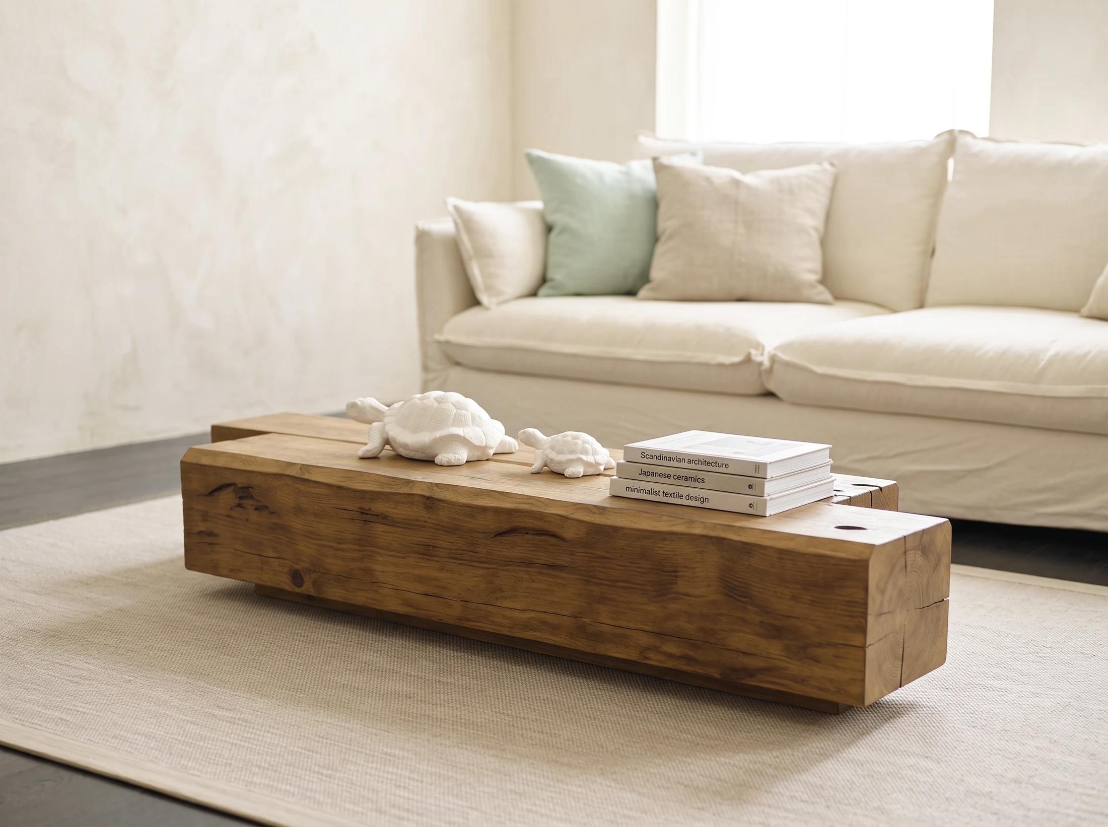 Decoración — mesa de vigas con tortugas